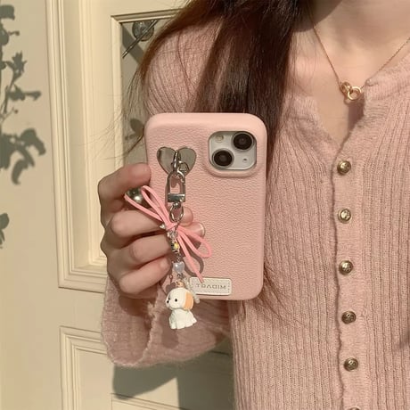 S74653 ゆらゆらチャームのくすみカラーiPhoneケース