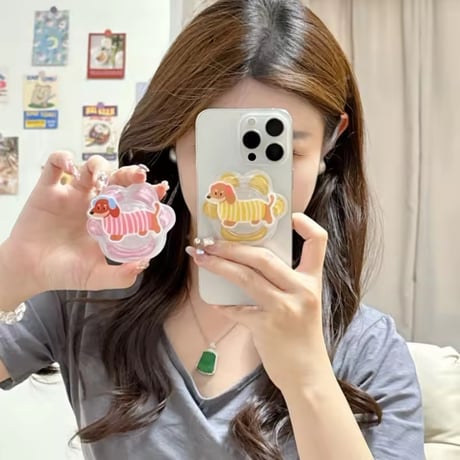 P0362 MagSafe対応ダックスフンドのカラフルスマホグリップ