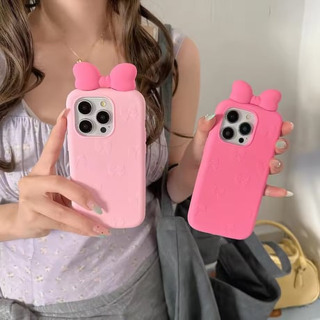 S75191 ぷっくりリボンピンクiPhoneケース