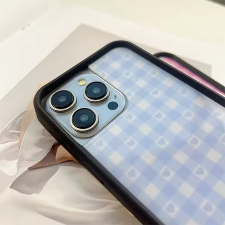 S74841 ハートチェックのガーリーバンパーiPhoneケース