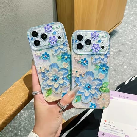 S75428 ブルーフラワーガーデン iPhoneケース