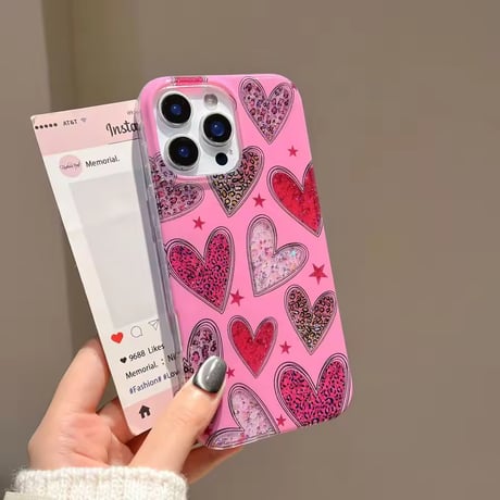 S74933 きらめきハートグリッターiPhoneケース