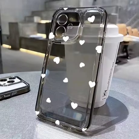 【即納商品】L62164 モノトーンハートのクリアiPhoneケース