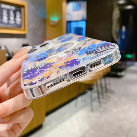 L62240 MagSafe対応 ボタニカルフラワーiPhoneケース