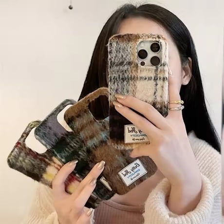 S74949 チェックファブリック iPhoneケース
