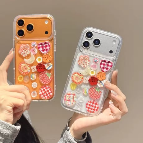 L62414 カラフルボタンモチーフ クリア iPhoneケース