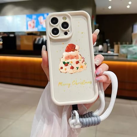 K22625 ストラップ付きクリスマスケーキ＆ツリー iPhoneケース