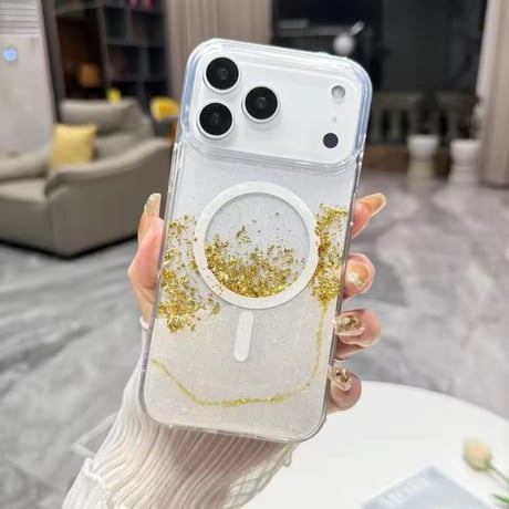L62475 きらめきグリッターウェーブ MagSafe対応 iPhoneケース