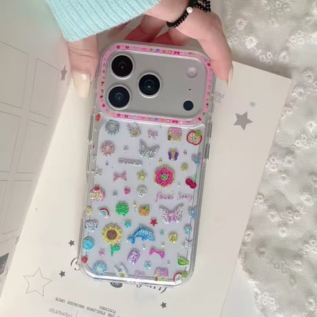L62437きらめきモチーフコラージュiPhoneケース