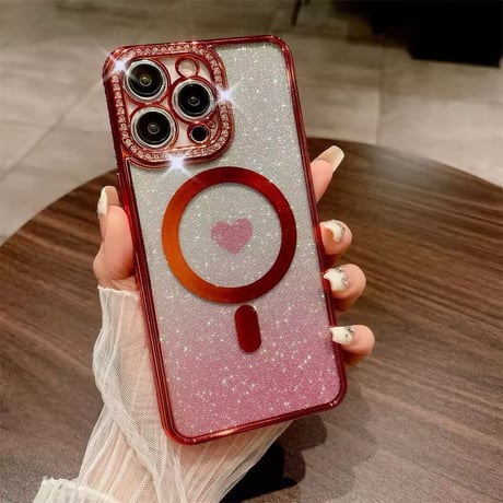 【即納商品】S74427 ハートラメMagSafe対応iPhoneケース