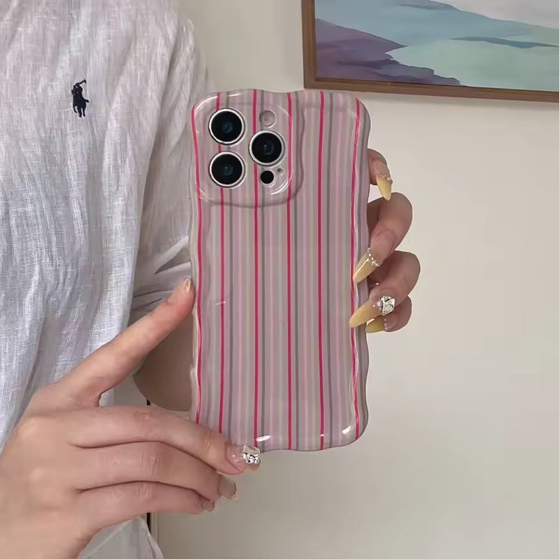 iPhone用ストライプデザインケース ピンク iPhone用ストライプデザインケース ピンク