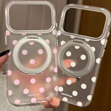 K23100 ドット柄回転スタンド付きiPhoneケース