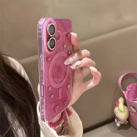 L62239  MagSafe対応 ハートグリッターiPhoneケース