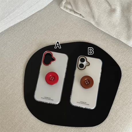 K23036 レトロボタンスタンド付きクリアiPhoneケース