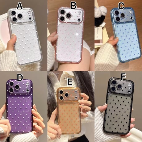 L62398 ドット柄 グリッタークリア iPhoneケース