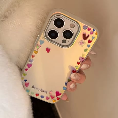 S75137 カラフルハートフレームiPhoneケース