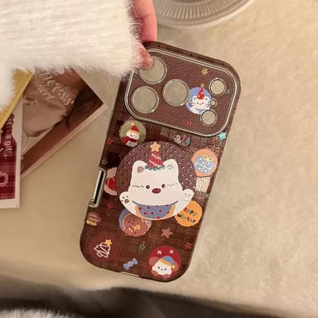 K23133 くまちゃんショコラ グリップ付きiPhoneケース