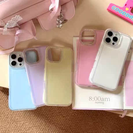 S75656 ビジューカメラフレーム パステルiPhoneケース