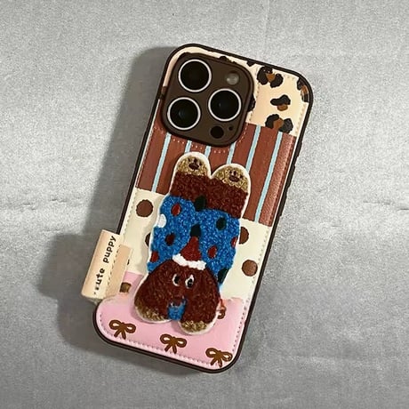 S74471 もこもこアニマル刺繍iPhoneケース