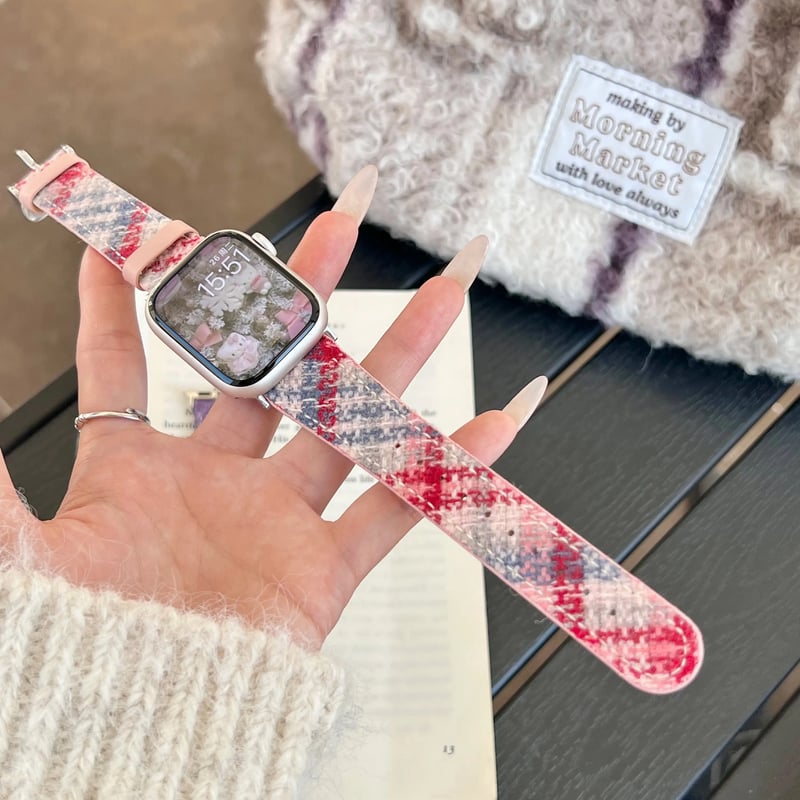 N00157 チェック柄ファブリック Apple Watchバンド | nanomita