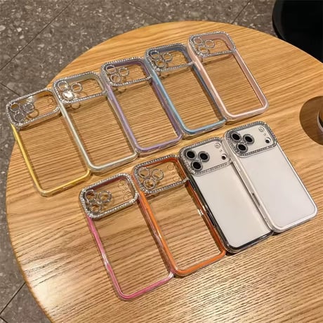 L62361 きらめきストーンフレーム クリア iPhoneケース