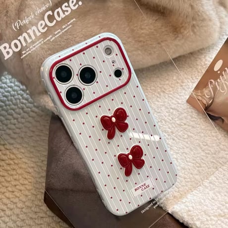 S75624 チェリーリボンドット iPhoneケース