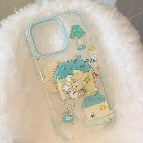 K22980 おやすみハウスのもふわんこ スタンド付きクリアケース