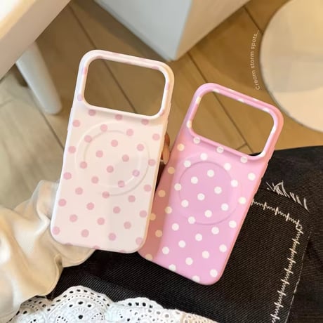 S75589 ピンクドットMagSafe対応iPhoneケース