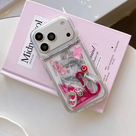 L62416 PinkCharmMixクリアiPhoneケース
