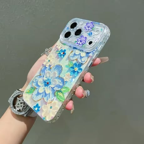 S75428 ブルーフラワーガーデン iPhoneケース