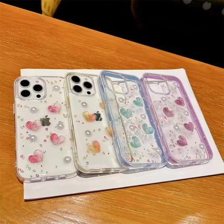 L62353 ぷっくりグリッターハート iPhoneケース