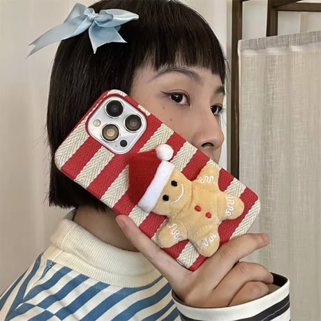S74289 ふわふわジンジャーマンクリスマス iPhoneケース