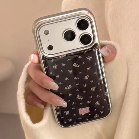 S75182 ミニフラワー シルバーフレーム iPhoneケース
