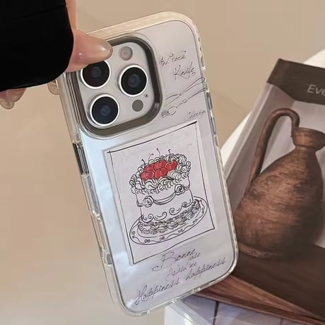 L62366 ケーキスケッチのクリア iPhoneケース