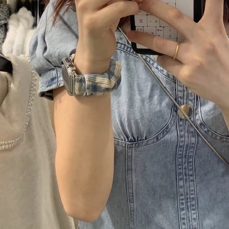 N00133 チェック柄シュシュApple Watchバンド