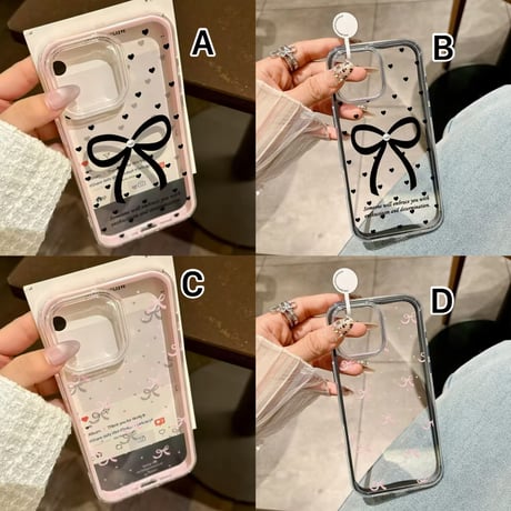 L62420 ロマンティックリボンクリアiPhoneケース