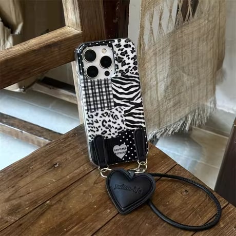 S75208 モノトーンパッチワーク iPhoneケース
