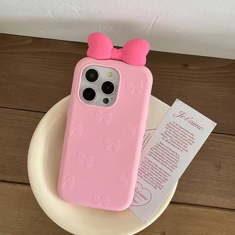S75191 ぷっくりリボンピンクiPhoneケース