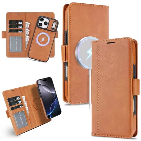K22984 MagSafe対応 着脱式レザー手帳型 iPhoneケース