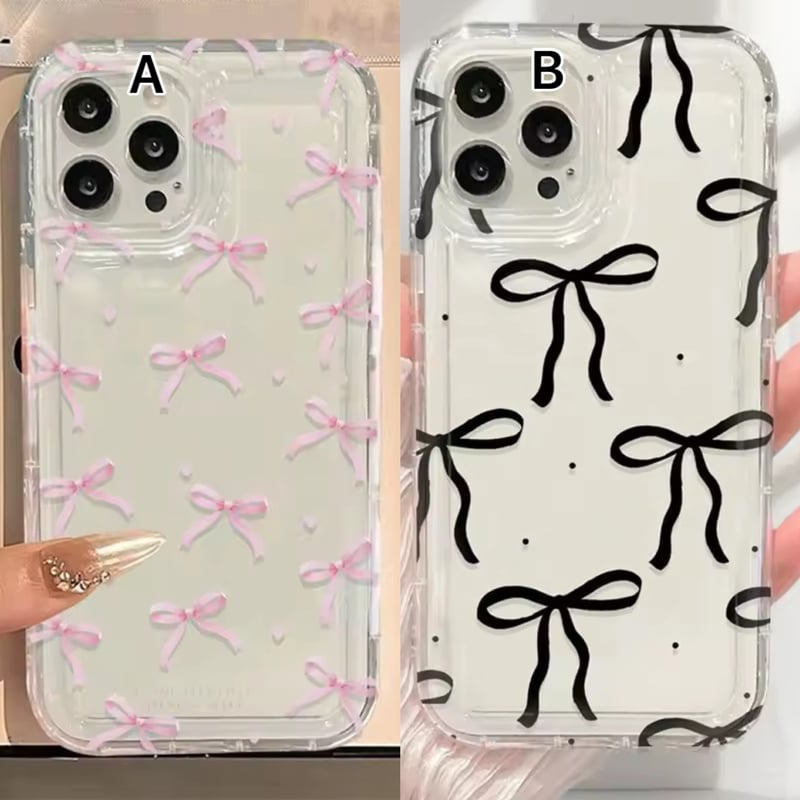 リボン柄クリアiPhoneケース L62313 リボン柄クリア iPhoneケース | nanomita