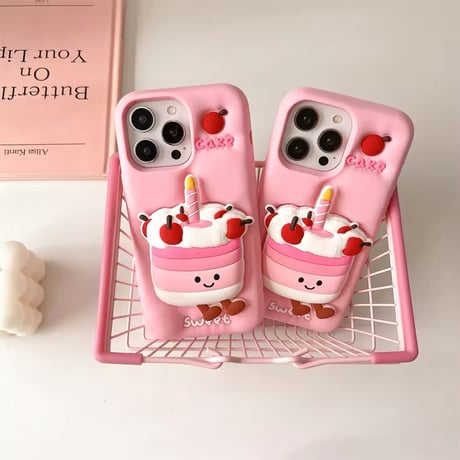 S74493 ピンクケーキのラブリーiPhoneケース