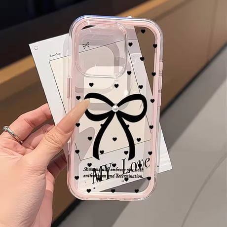 L62420 ロマンティックリボンクリアiPhoneケース