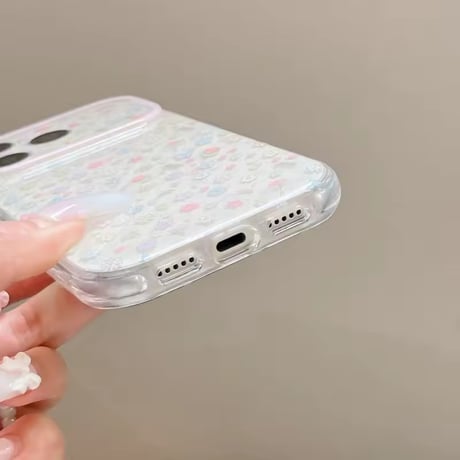 S75500 小花とビーズストラップのiPhoneケース