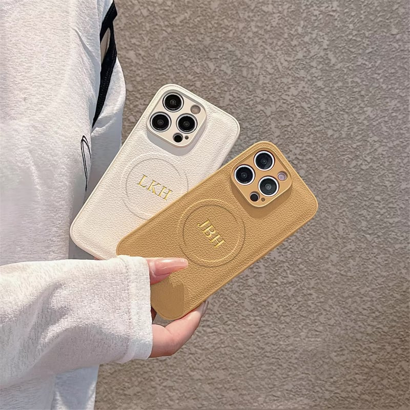 名入れオリジナルケース S74545 イニシャルエンボスレザー風iPhone