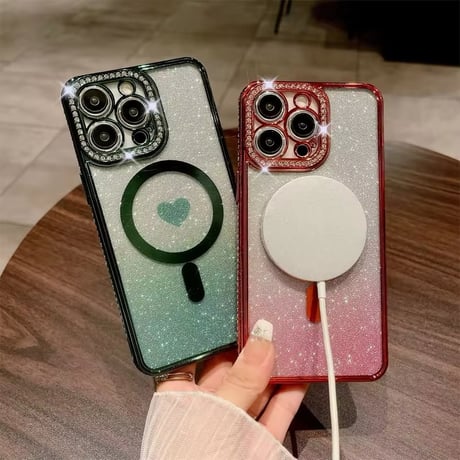 【即納商品】S74427 ハートラメMagSafe対応iPhoneケース