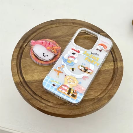 K22780 えびソケット付きすしパーティーiPhoneケース