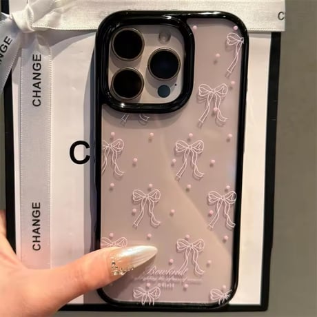 L62308 クリアリボンドット iPhoneケース