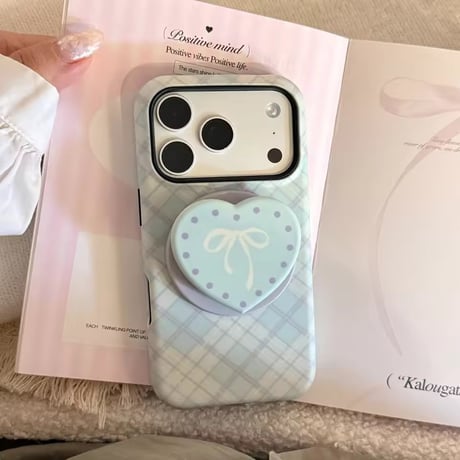 K23130 ハートリボン MagSafeグリップ付きiPhoneケース