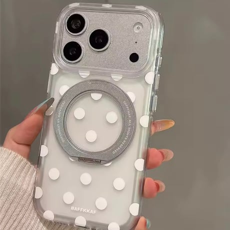 K23100 ドット柄回転スタンド付きiPhoneケース