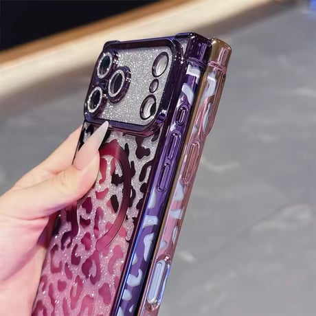 S75054 Glitter Leopard MagSafe対応ケース
